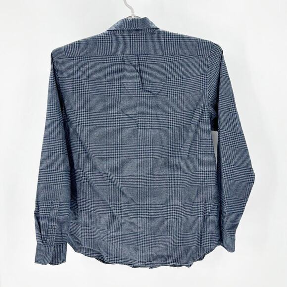 J.Crew Men's button down Cotton Cashmere Flannel Navy Gray Plaid Size L warm - Picture 2 of 7